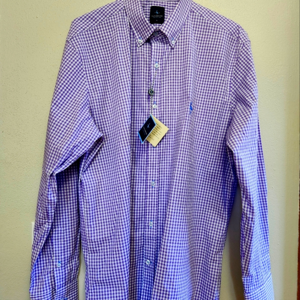 Tailorbyrd Long Sleeve Gingham Shirt - purple